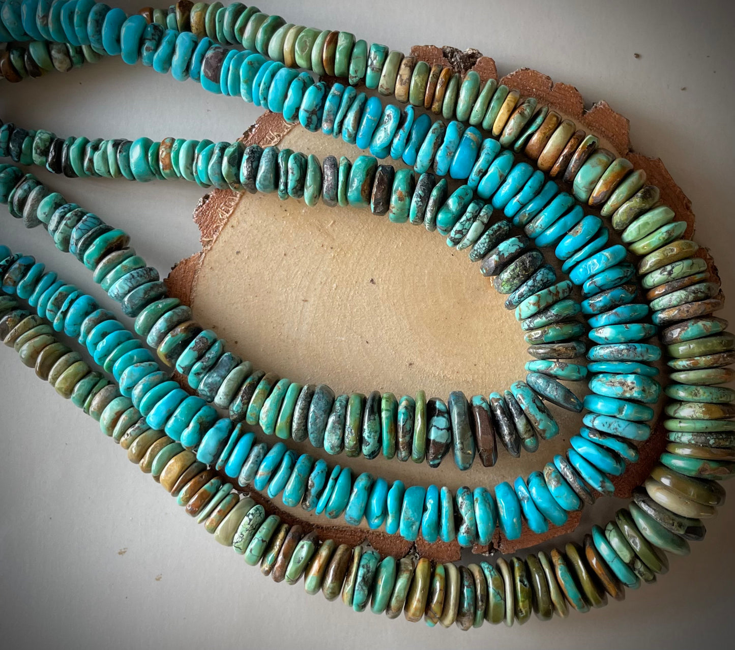 Turquoise flat bead necklaces