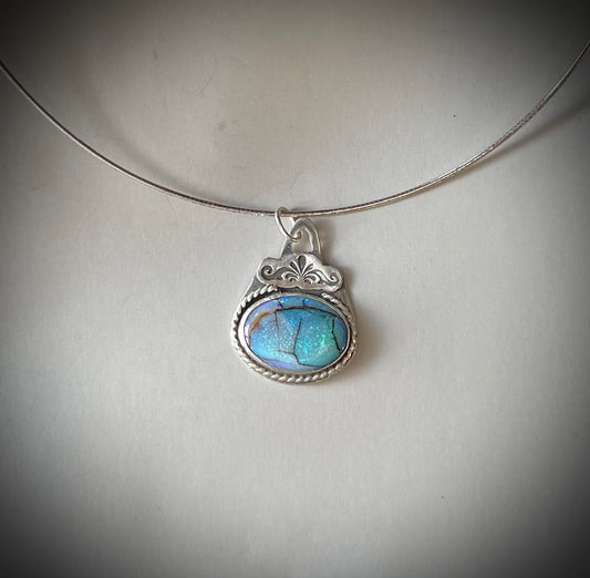 Lab opal necklace