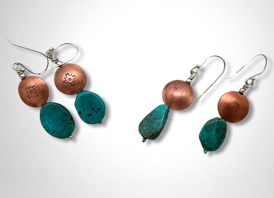 Copper and turquoise earrings